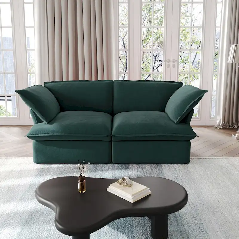 Modular Sectional Sofa Couches, 82.66 Velvet Loveseat Sofa with Ottoman