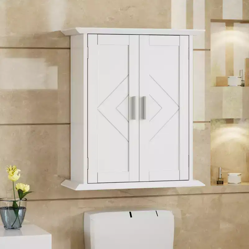 White Freestanding Storage Cabinet with Double Doors & Adjustable Shelves, Single-User