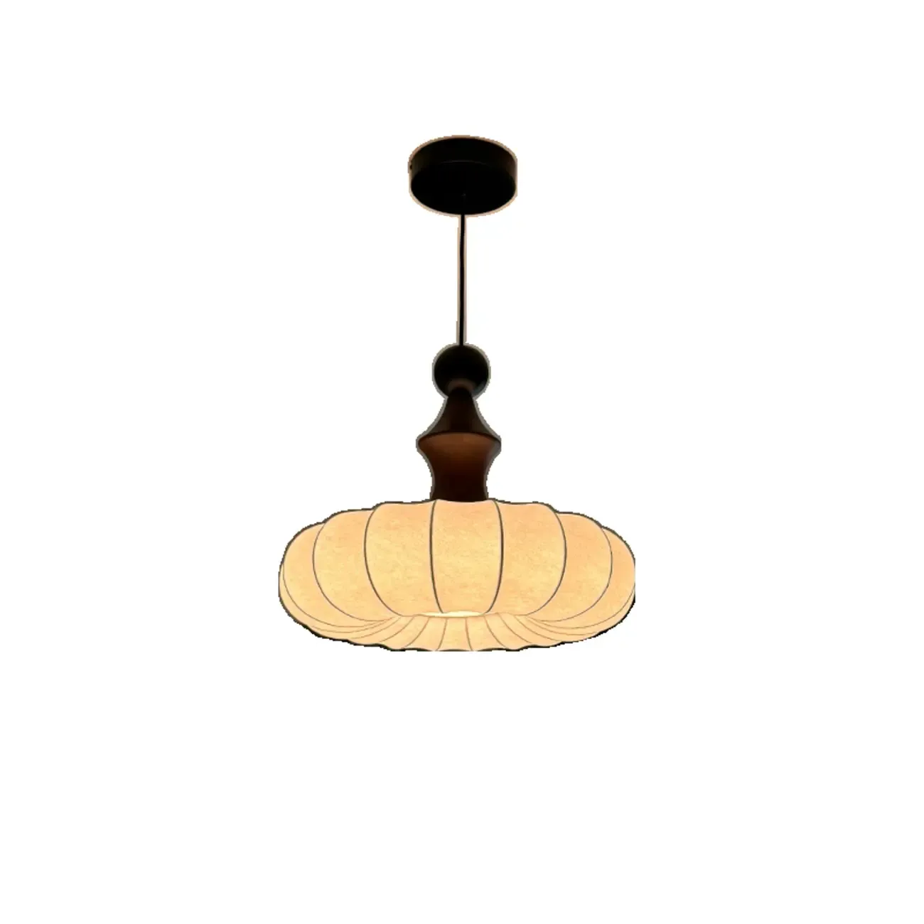 Modern Round Adjustable White Fabric Pendant Chandelier