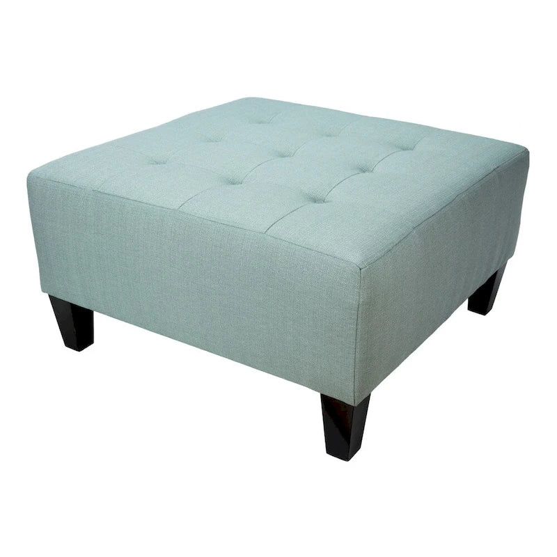 Button Tufted Upholstered Square Ottoman - 34 Inch