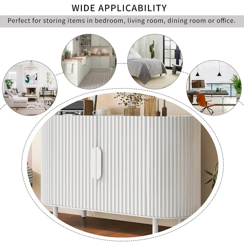 Curved Design Light Luxury Sideboard with Adjustable Shelves