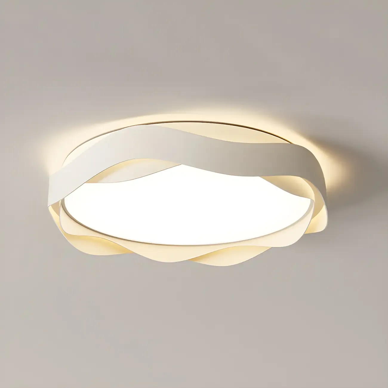 White Art Deco LED 3-Gear Dimming Flush Ceiling Light