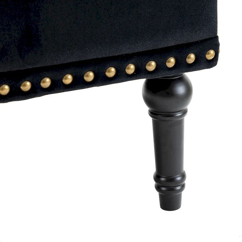 Geltrude Transitional Upholstered Button Tufted Club Chair with turned wooden Legs by HULALA HOME