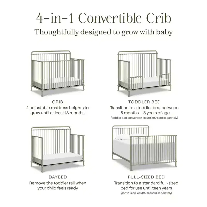 4-in-1 Convertible Metal Crib