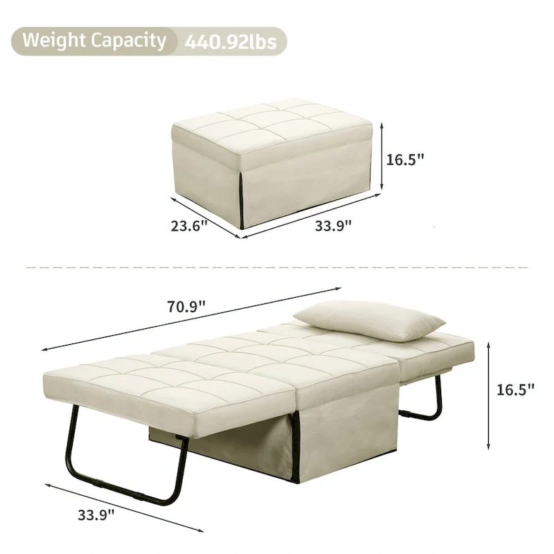 4-1 Adjustable Sleeper Sofa Chair with Ottoman, Sofa Bed ,Couch Bed