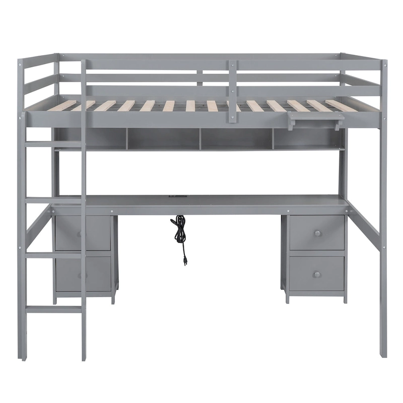 Loft Bed with Desk, Cabinets