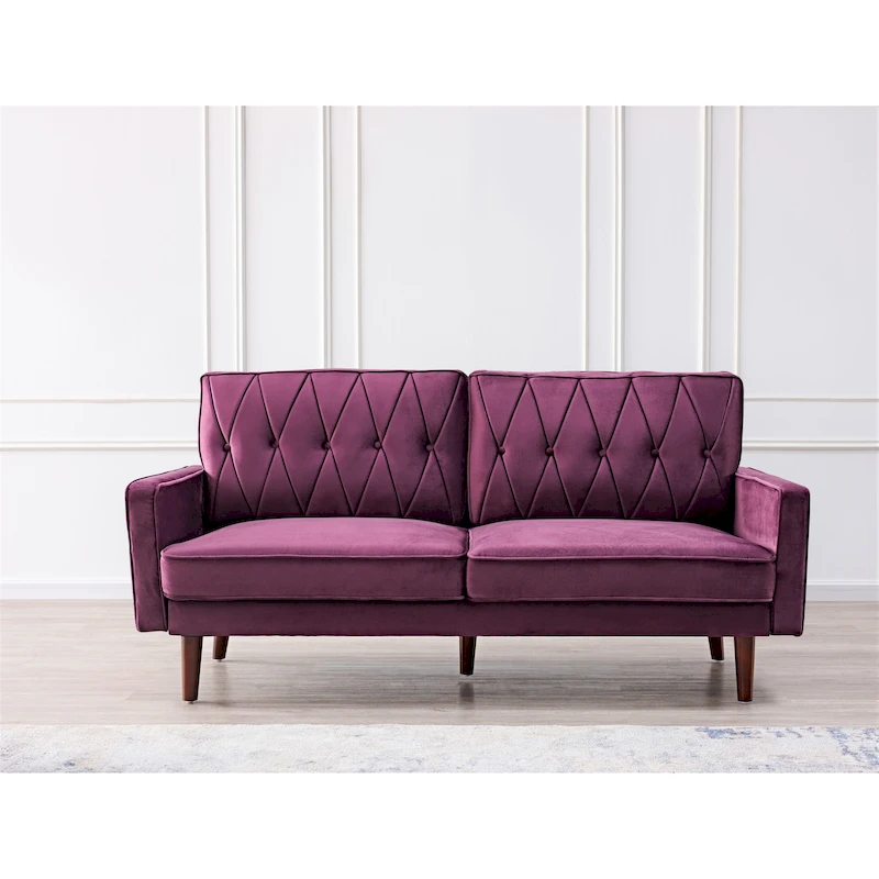 Feemster 69.3 Wide Velvet Tufted Cushion Back Sofa