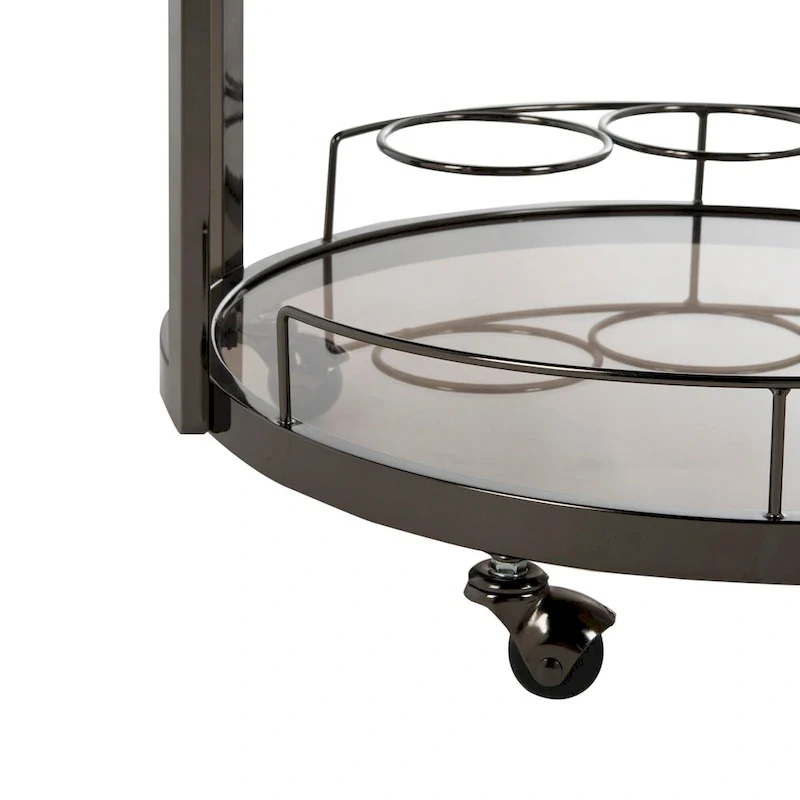 SAFAVIEH Sueann 3 Tier Round Bar Cart-Gold / Tea - 22.1 x 19.7 x 34.3 - 22Wx20Dx34H