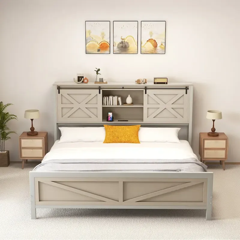 Moasis Farmhouse Oak Queen/King Size Bed Frame