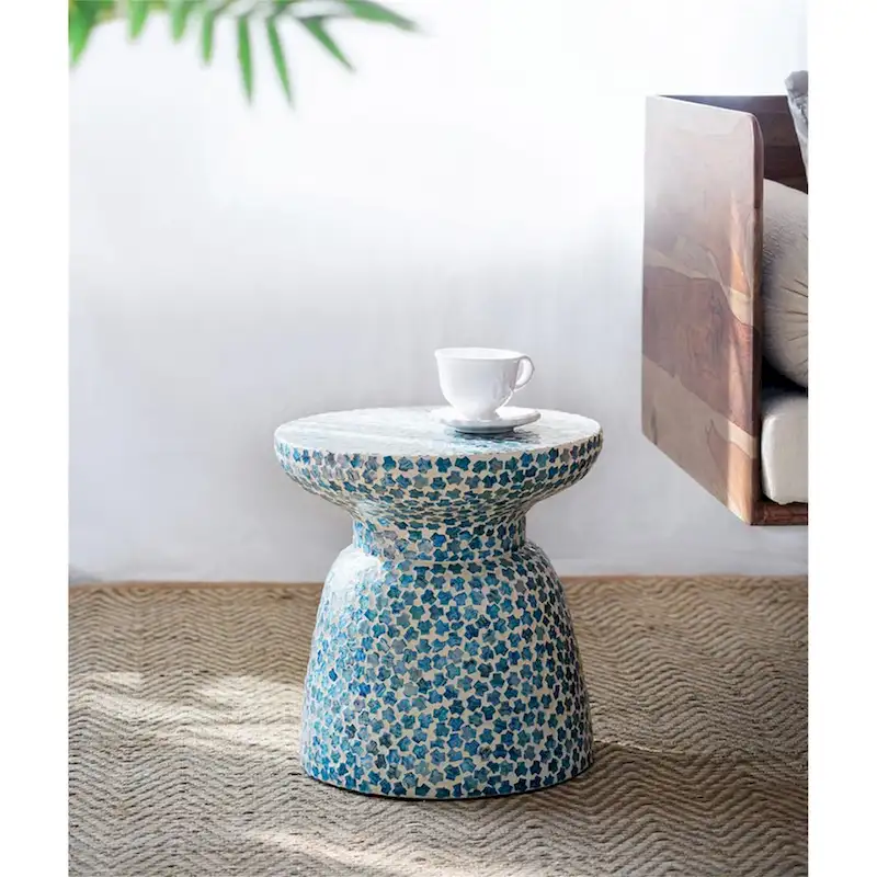 Capiz Shell Mosaic Stool and Side Table