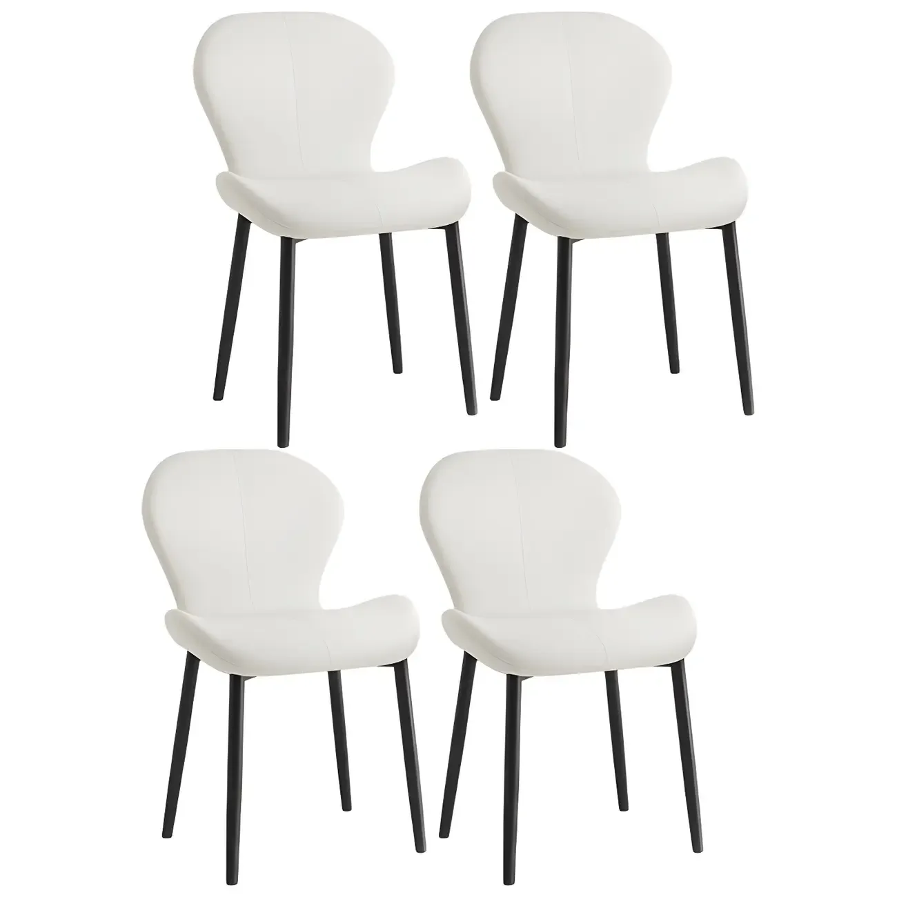 Art Deco Curved Back Leather Dining Chair Solid Back