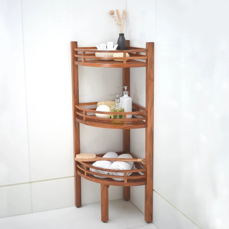 Teak Corner Shelf for Spa and Bathroom