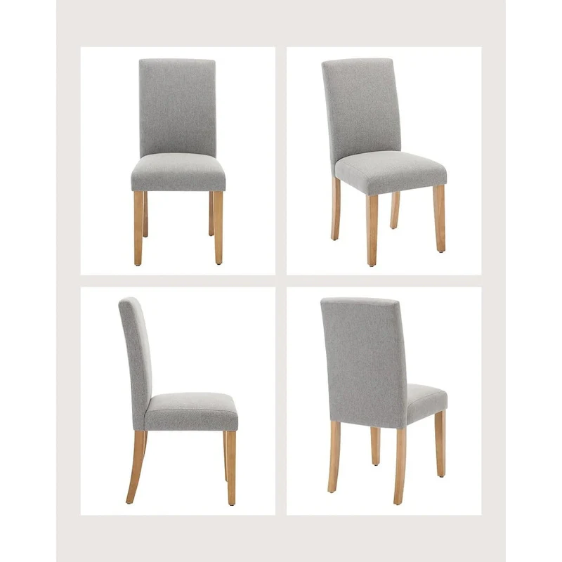 Modern Fabric Dining Chair Set of 4, Upholstered Kitchen Chair with Curved Backrest Wood Legs