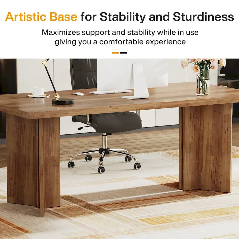 63-Inch Executive Office Desk, Modern Wood Large Computer Desk