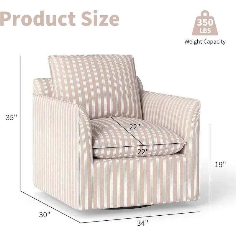 Swivel Accent Chair Swivel Barrel Reading Chair with Thick Padded Backrest Cushion