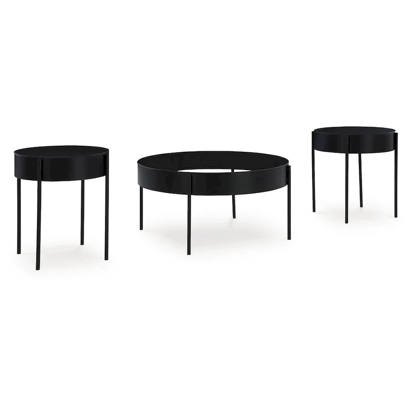 Signature Design by Ashley Ardoline Black Occasional Table Set (Set of 3) - 36  W x 36  D x 18.25  H