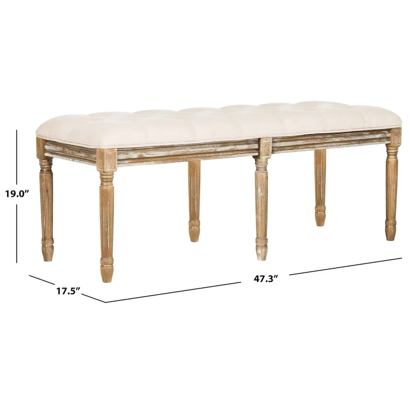 Lynnette French Brasserie Tufted Wood Bench - 47.3 x 17.5 x 19 - 47Wx18Dx19H