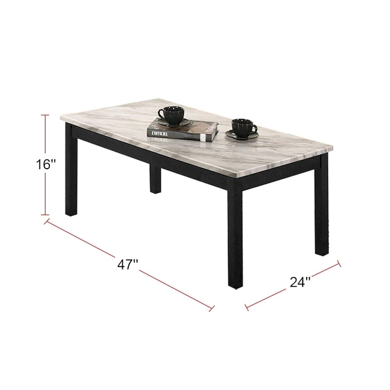 3 Piece Coffee Table with Faux Marble Top