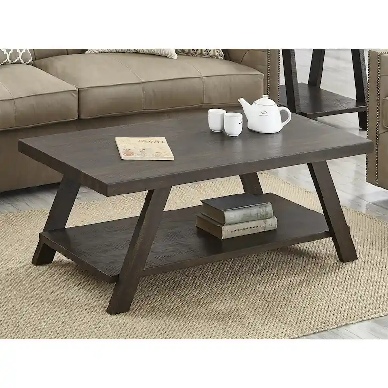 Contemporary Wood Coffee Table with Shelf