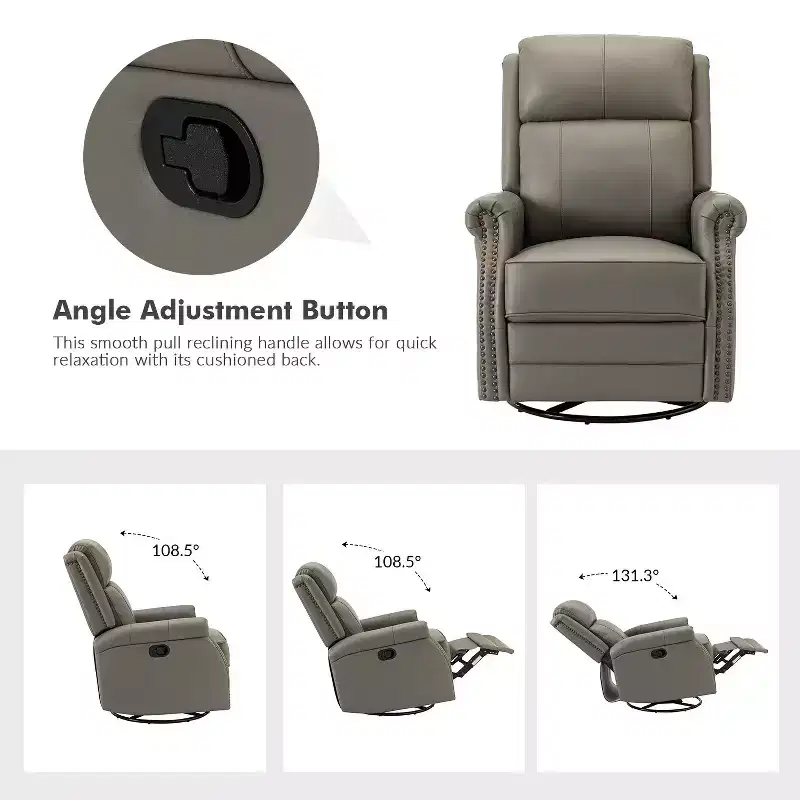 Irene 30.5 Wide Genuine Leather Manual Recliner with Rolled Arms Set of 2| ART OF LIVING DESIGNS