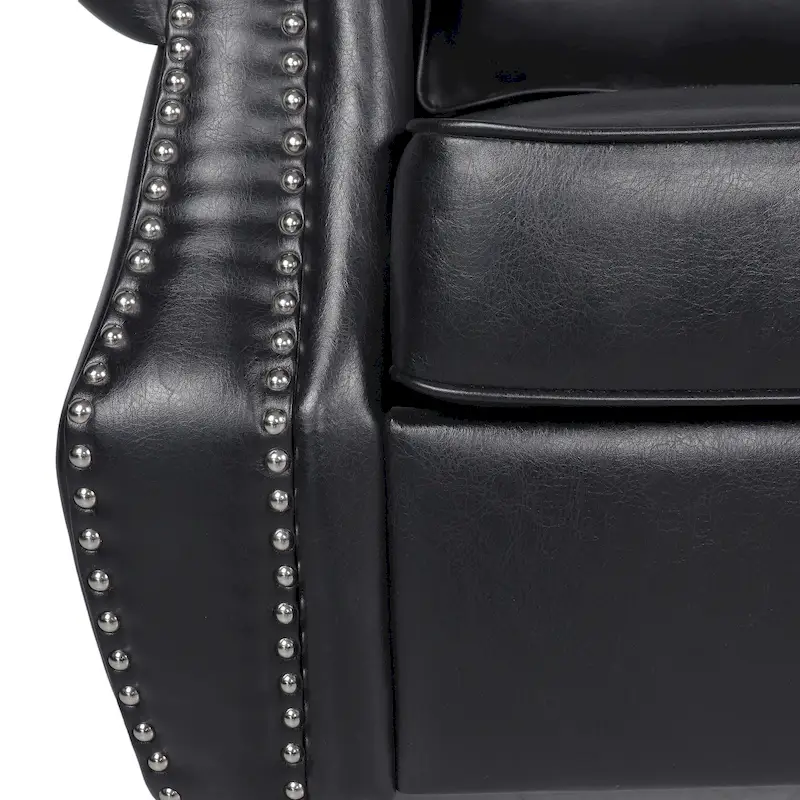 Dowd Faux Leather 3 Seater Sofa with Nailhead Trim by Christopher Knight Home