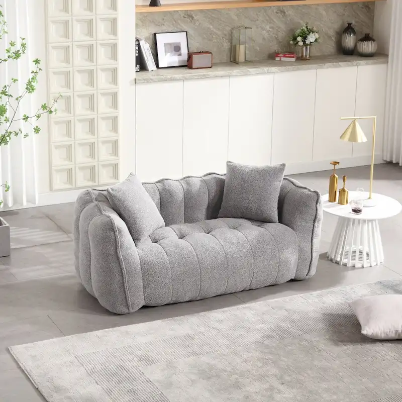 Soft Beanbag Chair with Foam Core – Square Recliner Sofa for Gaming and TV