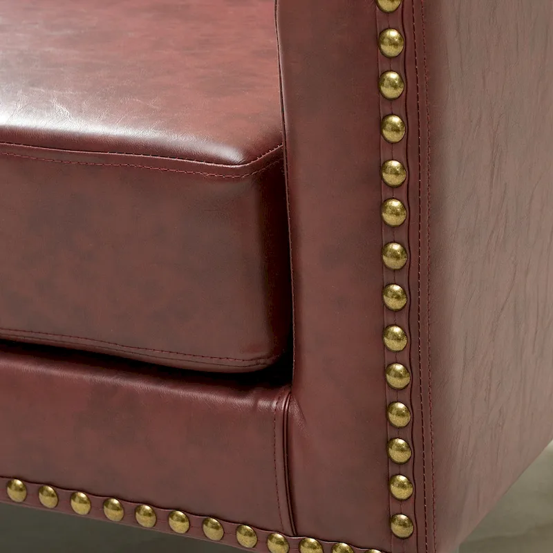 KINWELL 50W Tufted Faux Leather Upholstered Small Loveseat Sofa