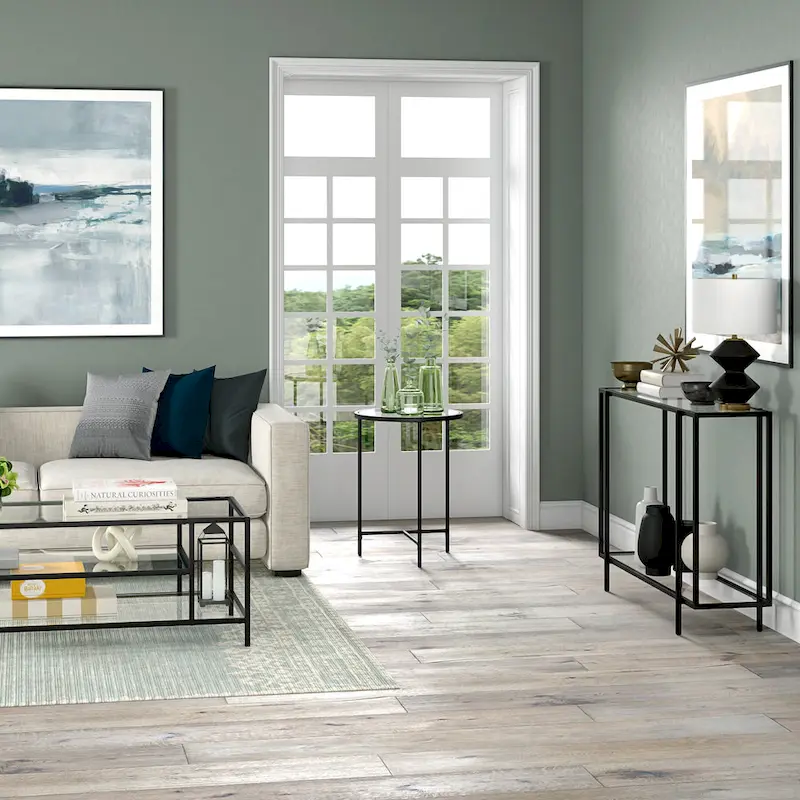 Berenson 18 Wide Round Side Table with Glass Top