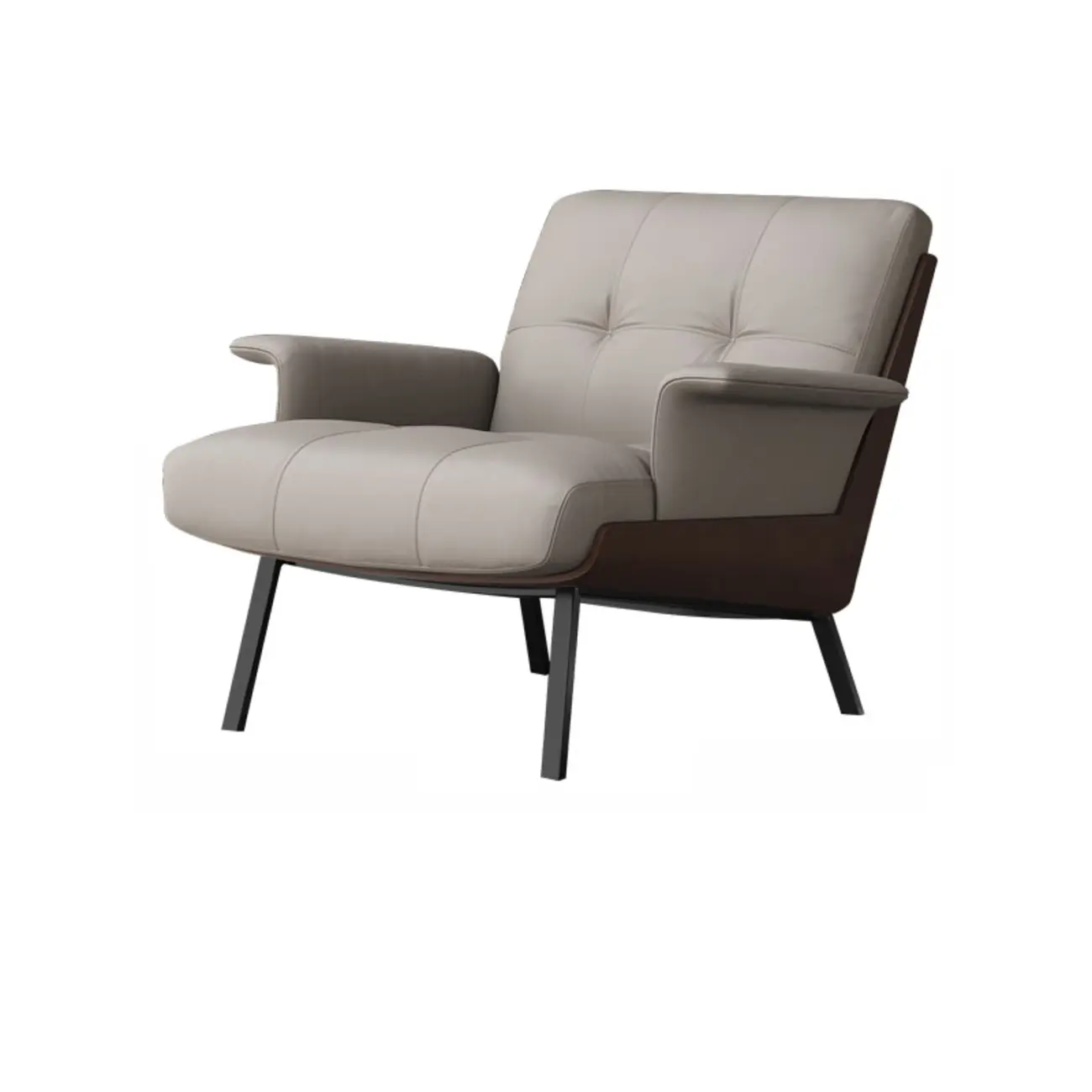 Modern Tufted Microfiber Leather Accent Chair with Arms