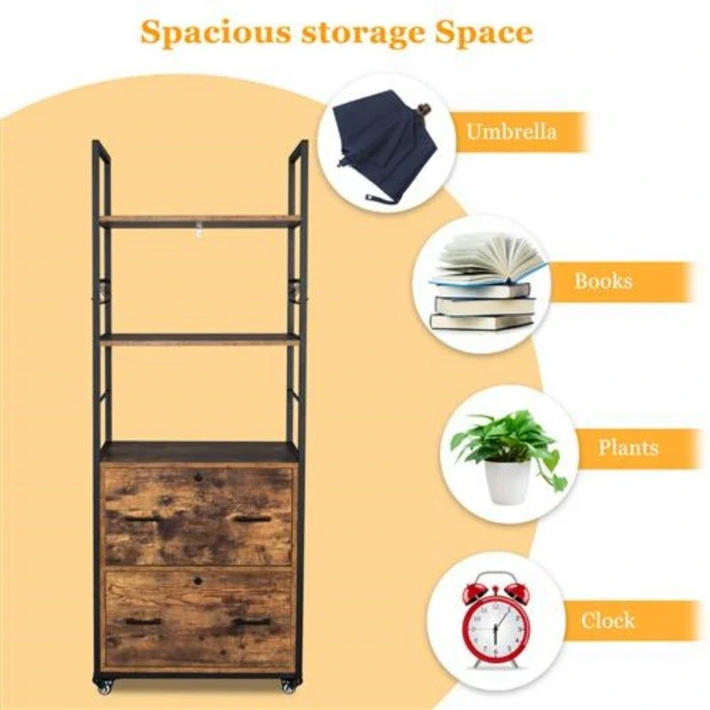 File Cabinet with 2 Drawer and 2 Shelves