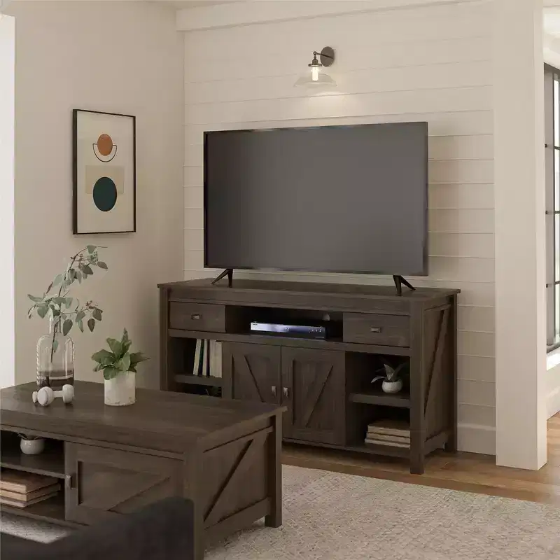Brown Sliding Barn Door TV Stand for TVs Up to 60 Inch