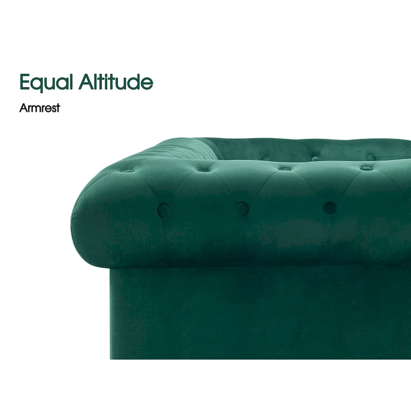 Modern Quilted Club Sofa with Oak Legs
