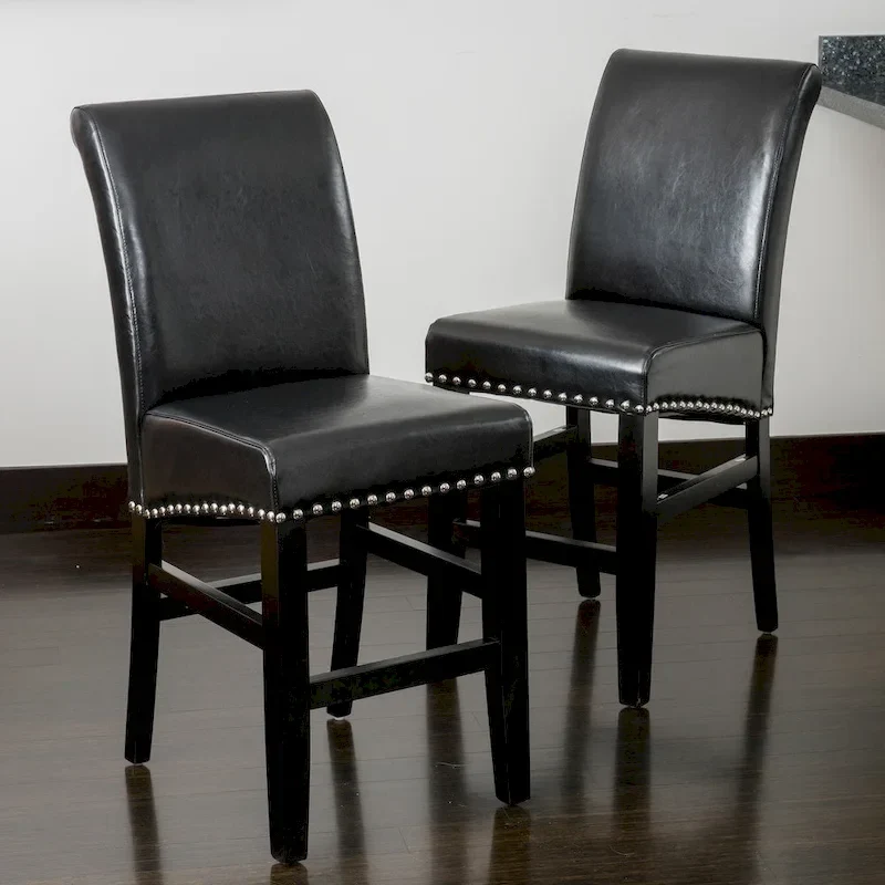 Lisette 41-inch Leather Counter Stool (Set of 2) by Christopher Knight Home