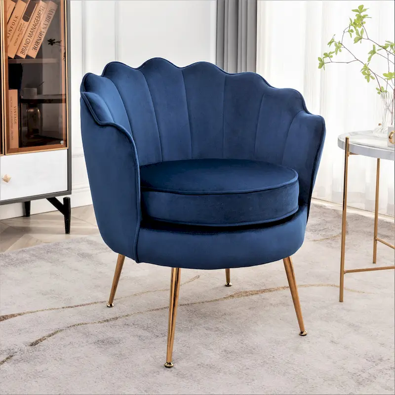 Cavett 28.3  Wide Velvet Barrel Chair with Gold Metal Legs