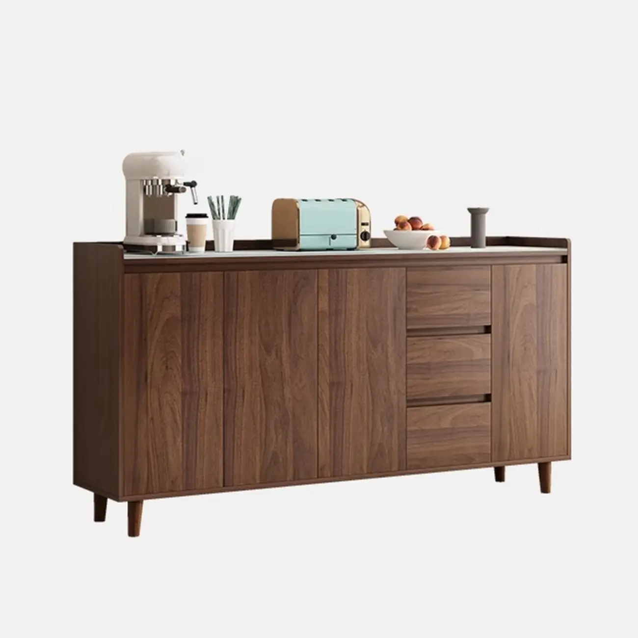 Modern Wood Sideboard with Glass Countertop