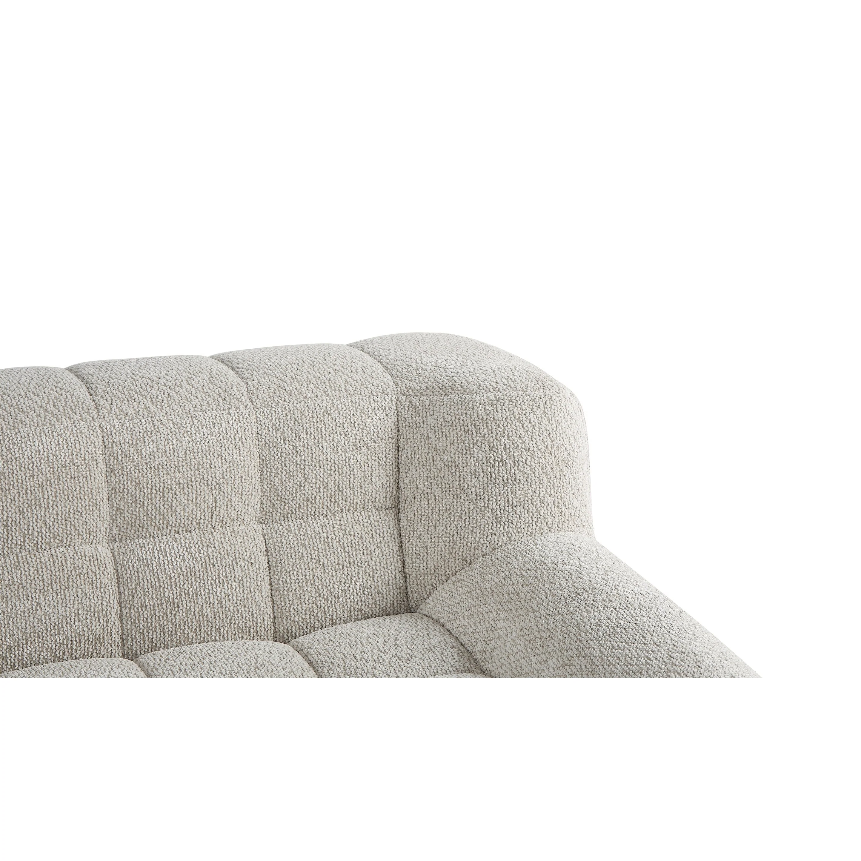 Liyasi 2 Seater Full Compression Sofa Beige Lychee Velvet No Assembly Required