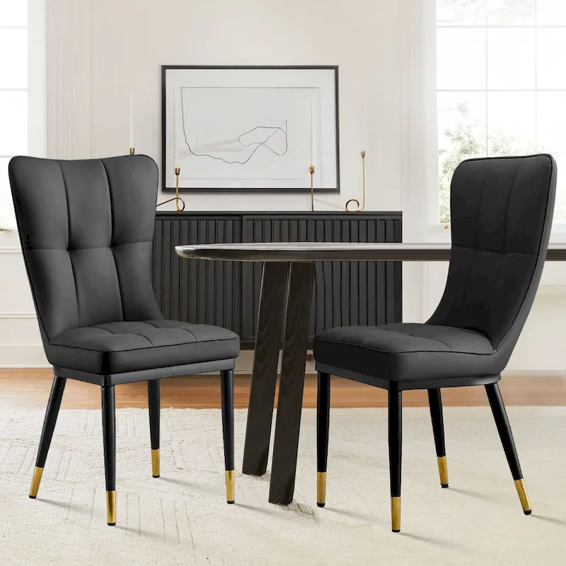 Upholstered Dining Chairs Set of 2 with Metal Legs