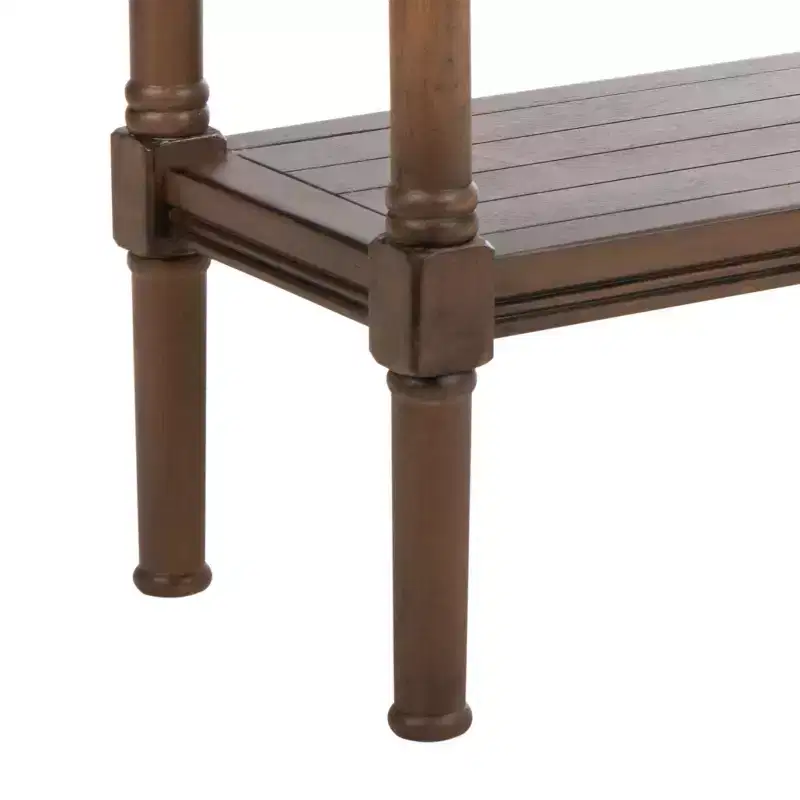 Console Table with Open Shelf – Brown / Distressed White