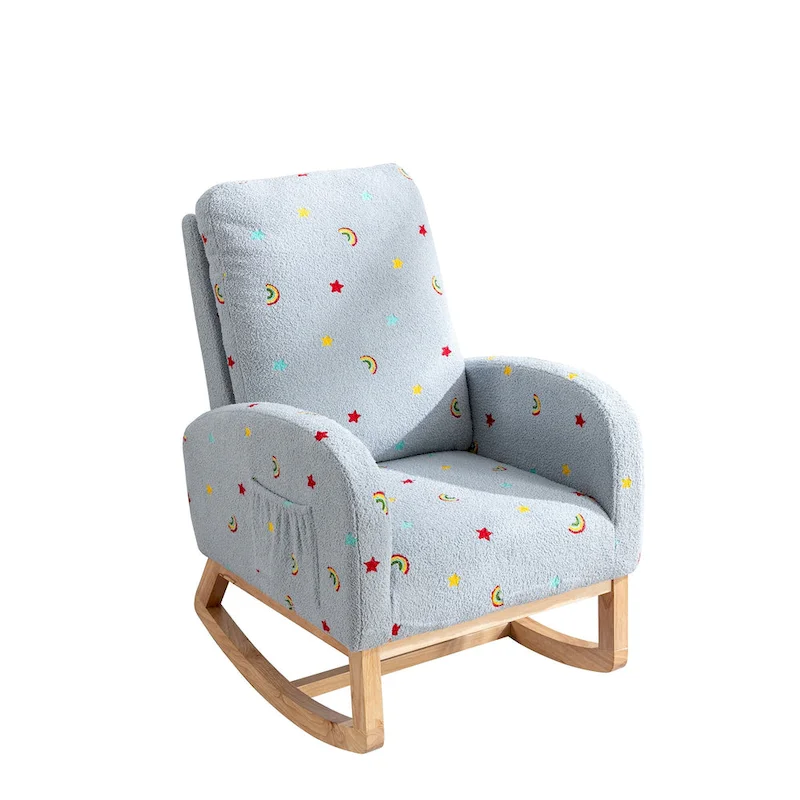 26.8 Upholstered High Back Rocking Chair with Side Pocket