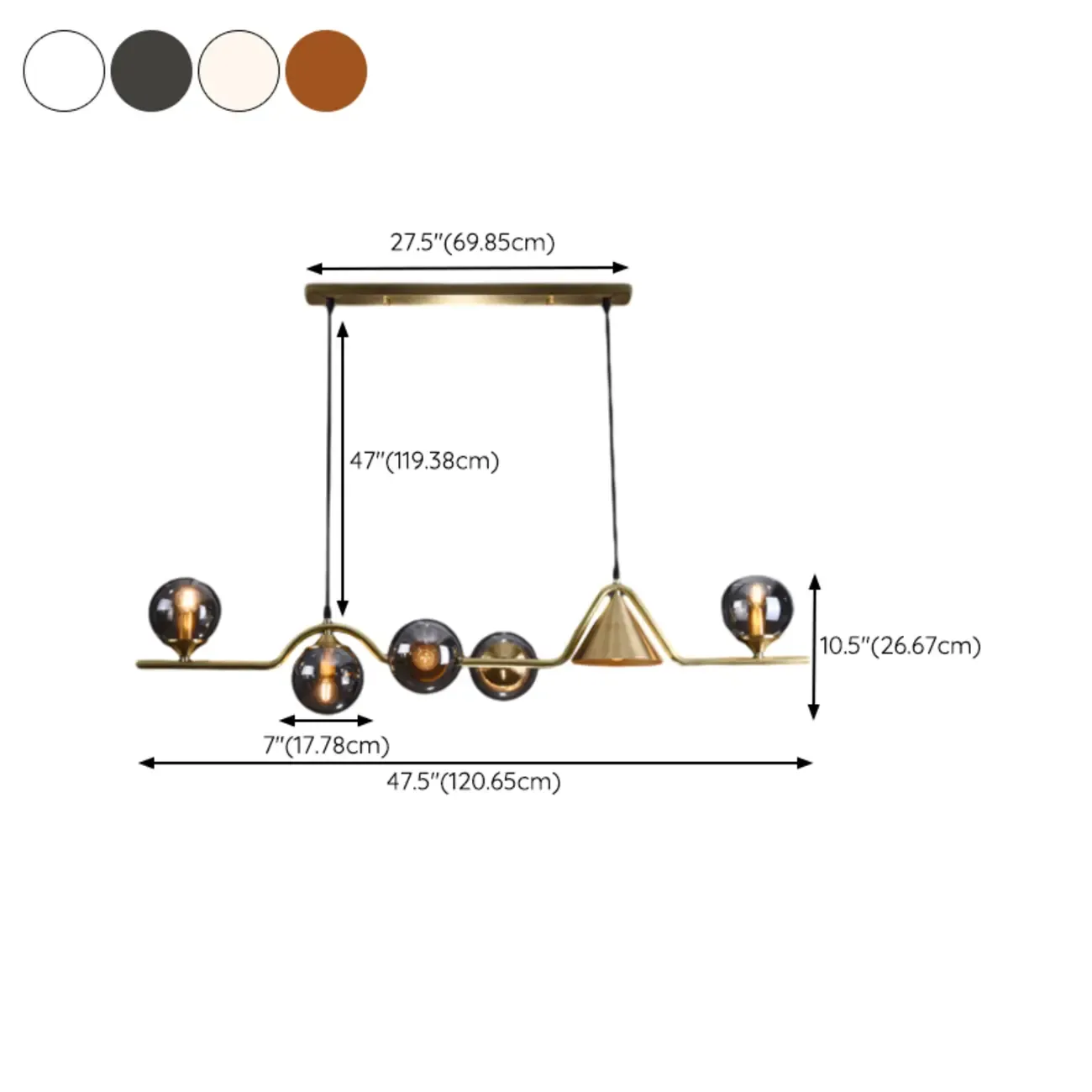 Dining Area Modern Brass Glass LED Island Pendant Light