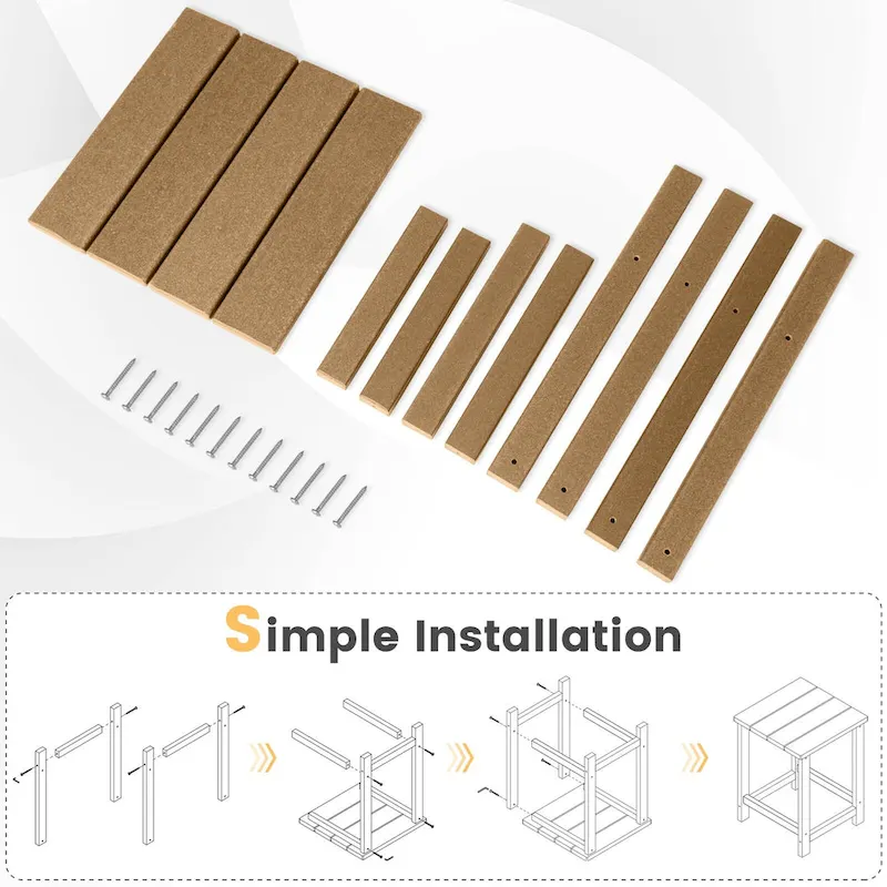 Gymax 2PCS 14 Patio Adirondack Side Table HDPE Square Weather