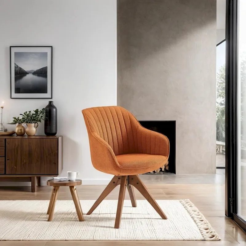 Art Leon Modern Wood Swivel Chair with Oak Legs