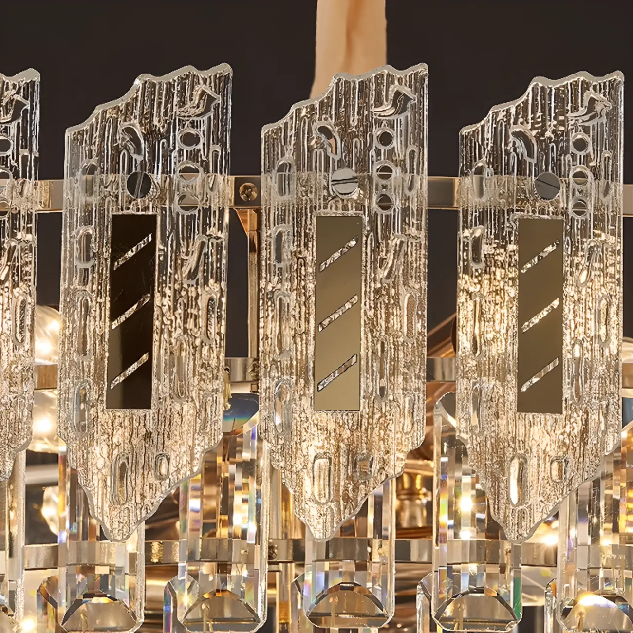 Luxurious 2 Tiers Round Gold Crystal Chandelier