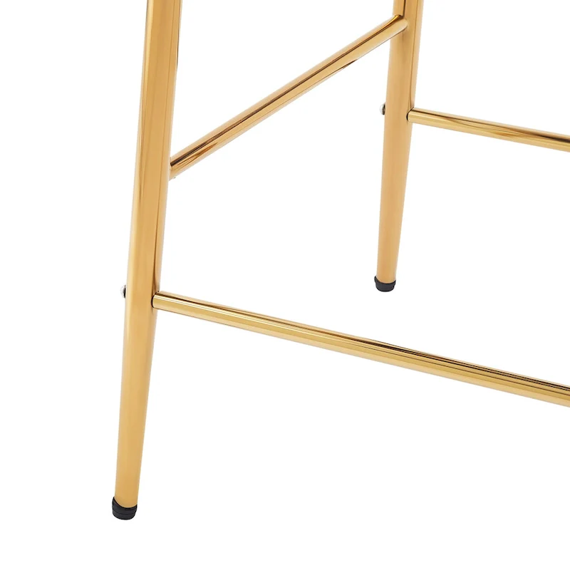 Set of 2 Bar Stools with Velvet Padded Seat and Metal Legs