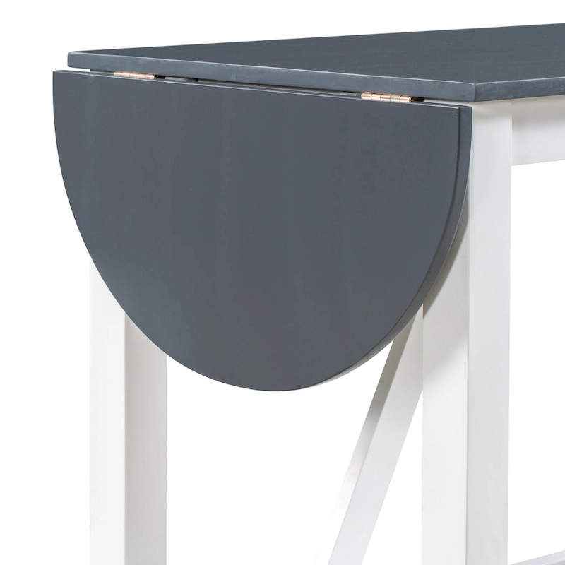 3-Piece Wooden Counter Height Dining Table Set with Drop Leaf Table & 2 Chairs