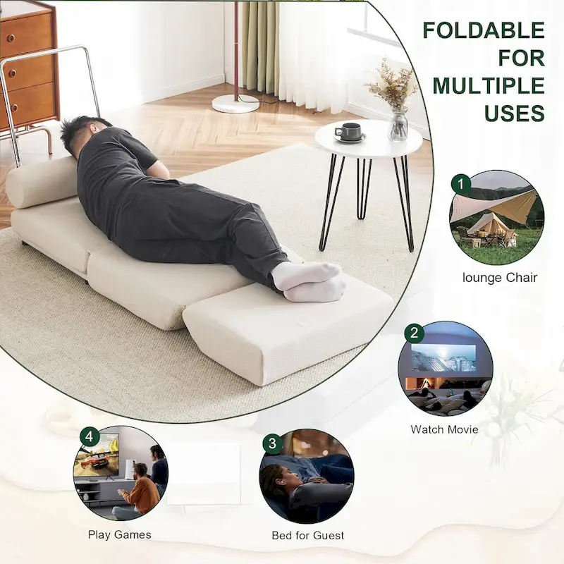 Single Sofa Chair Foldable Single Sofa Bed with Pillow