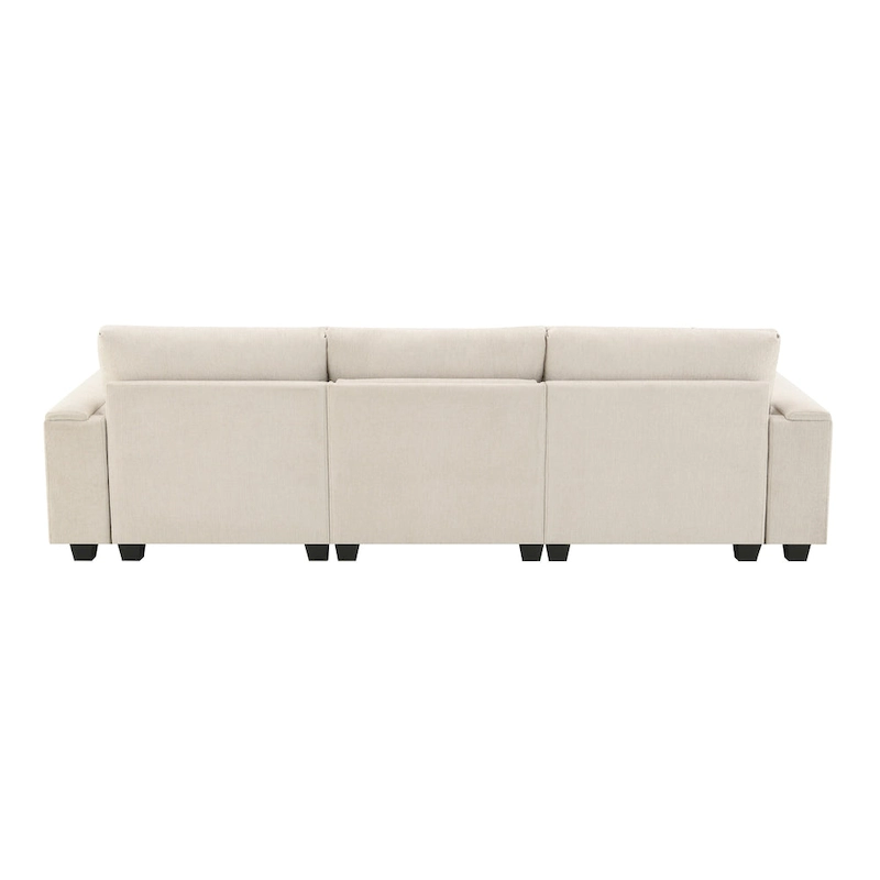 96 Chenille Smart Sectional Sofa with Bluetooth Speaker, Drop-Down Table & USB Charger and 3-Seater Cloud Couch