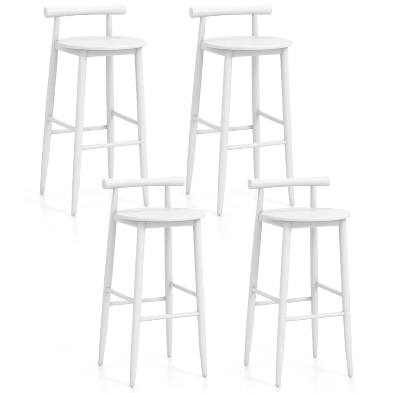 Gymax Bar Height Stools Set of 4 Bar Chair w/ Acacia Wood Frame