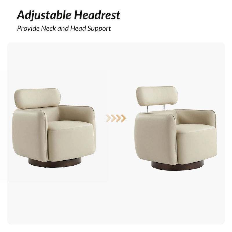 Raphael Modern Swivel Genuine Leather Barrel Chair