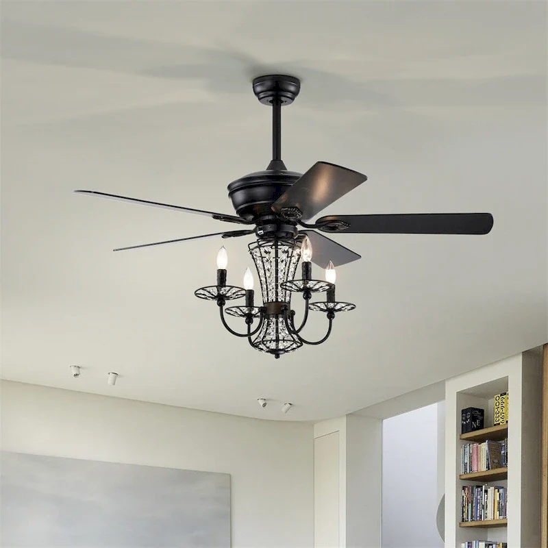 Chandelier Fan with Light and Remote,Dual Finish Reversible Blades